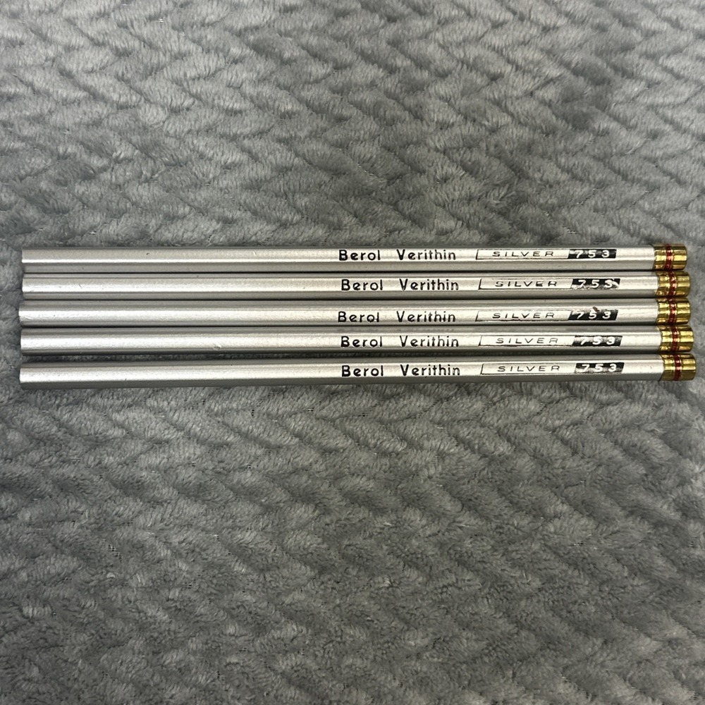 One Dozen Berol Verithin Argent Silver Pencils #753 Made in USA For Blue Prints